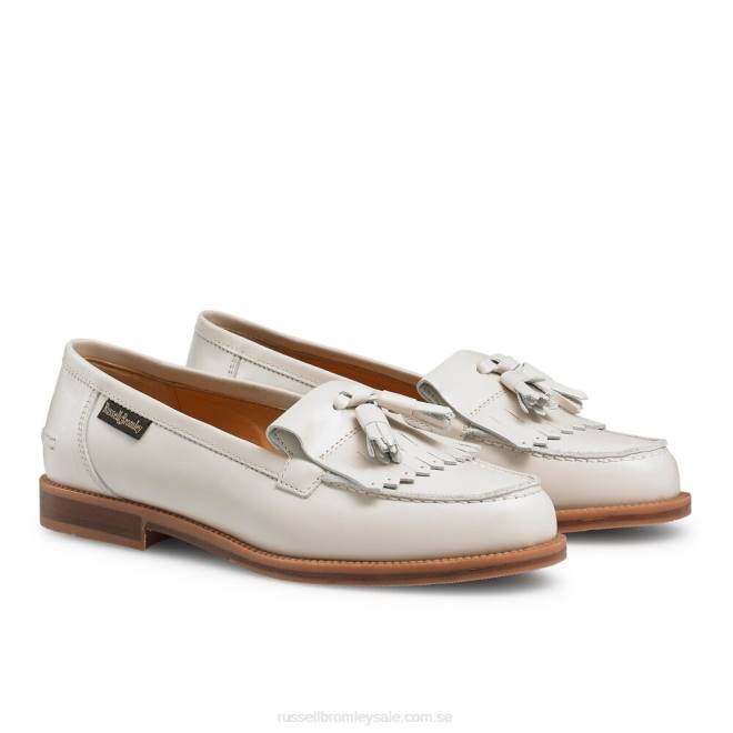 kvinnor vit Russell And Bromley chester fringe tofs loafer T4XZ216