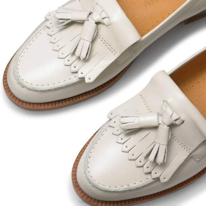 kvinnor vit Russell And Bromley chester fringe tofs loafer T4XZ216