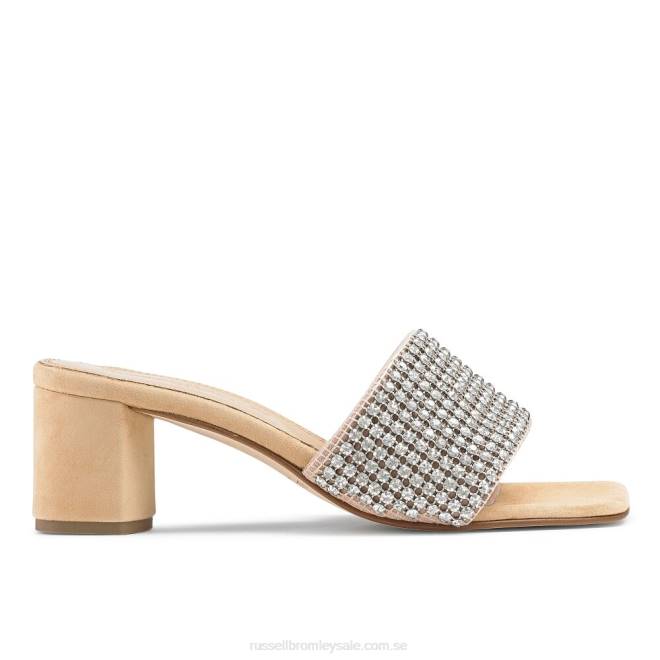 kvinnor beige Russell And Bromley blingbloc diamante block mule T4XZ145