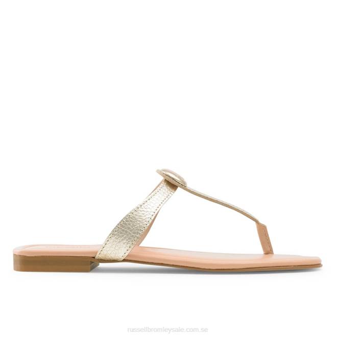 kvinnor guld Russell And Bromley lauretta disc trim tå stringtrosa T4XZ392