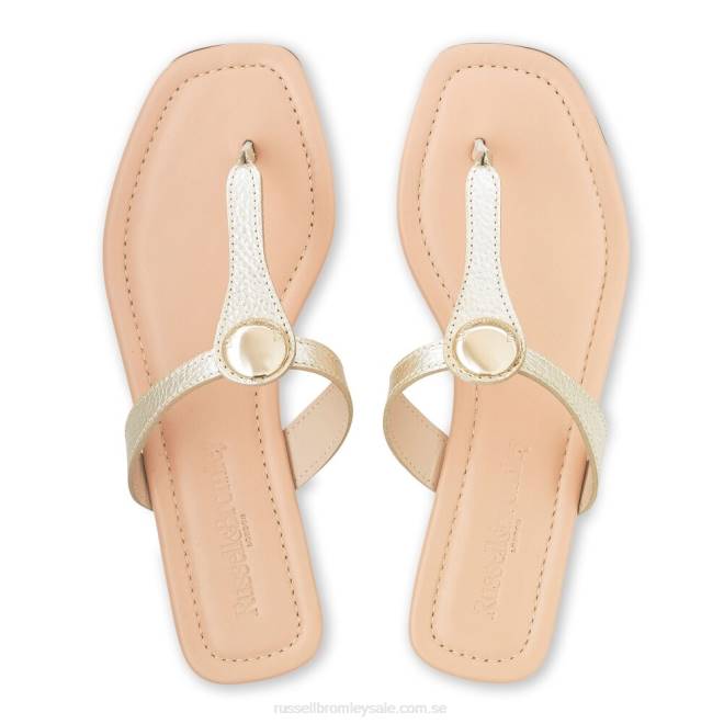 kvinnor guld Russell And Bromley lauretta disc trim tå stringtrosa T4XZ392