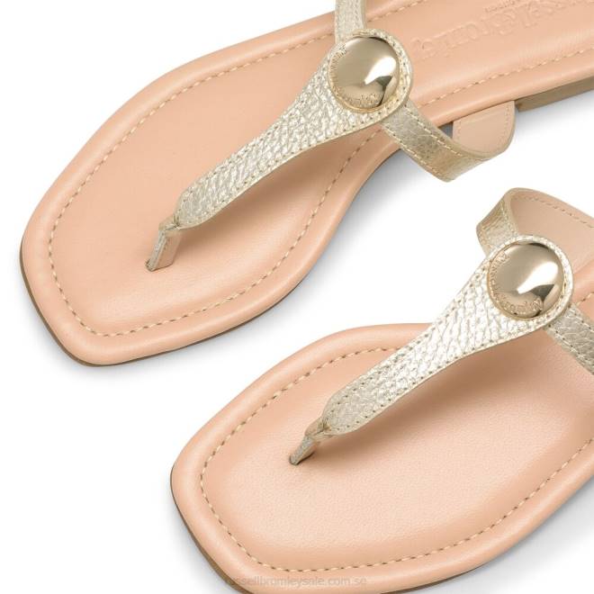 kvinnor guld Russell And Bromley lauretta disc trim tå stringtrosa T4XZ392