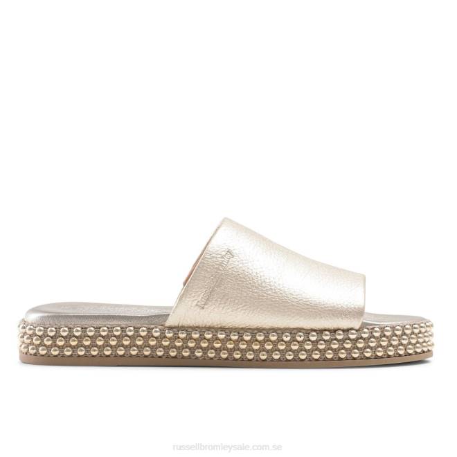 kvinnor guld Russell And Bromley moneypot flatform mule T4XZ389