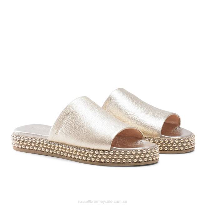 kvinnor guld Russell And Bromley moneypot flatform mule T4XZ389