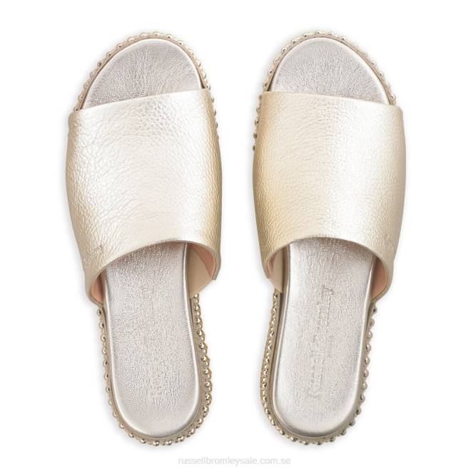 kvinnor guld Russell And Bromley moneypot flatform mule T4XZ389