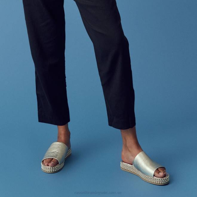 kvinnor guld Russell And Bromley moneypot flatform mule T4XZ389
