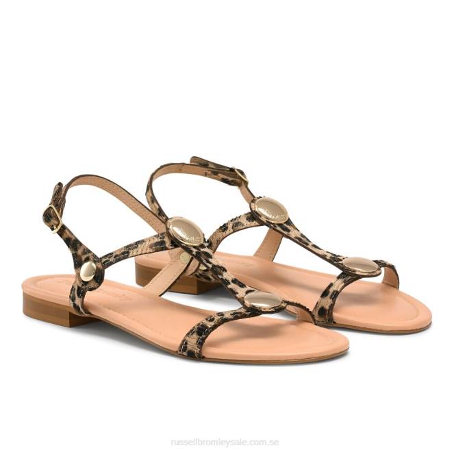 kvinnor leopard Russell And Bromley lauren disc trim sandal T4XZ407