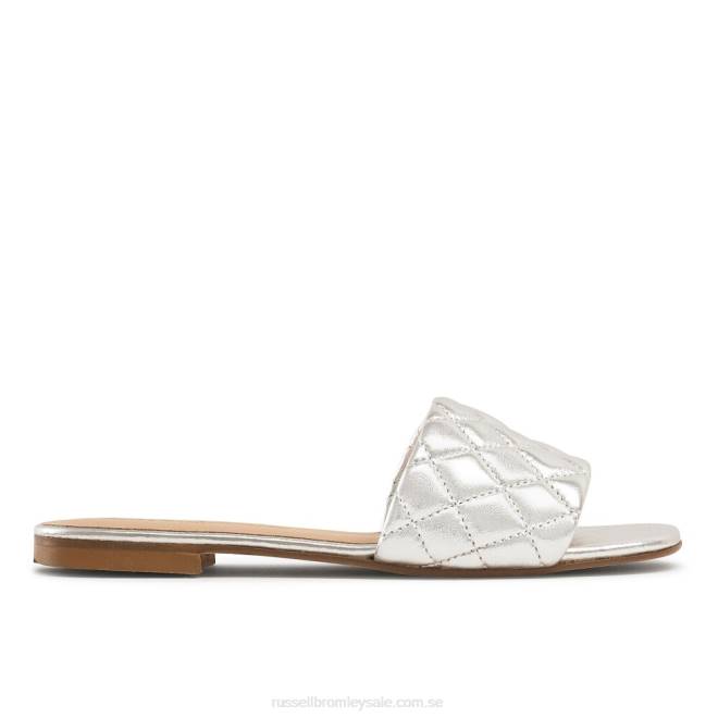 kvinnor silver Russell And Bromley quiltmule quiltad platt mule T4XZ397