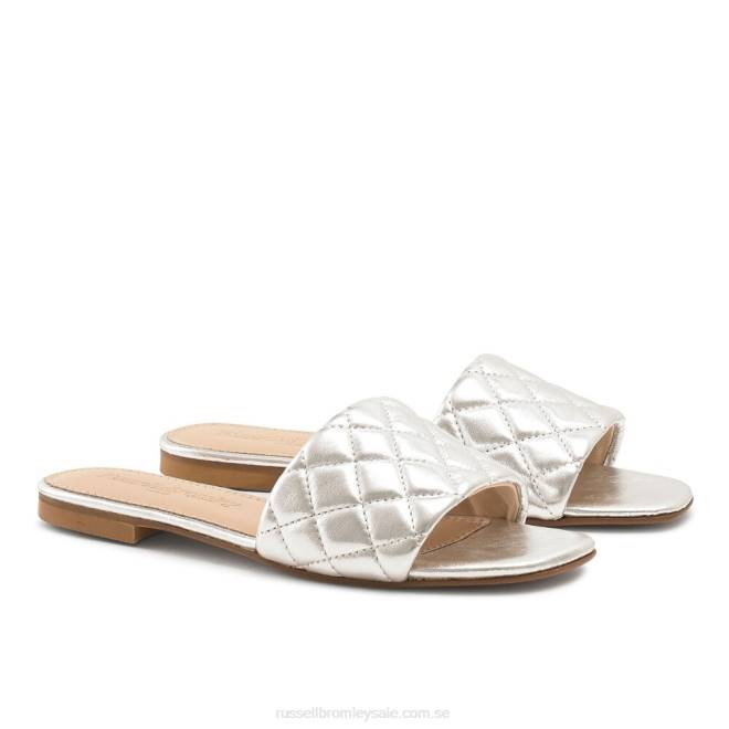 kvinnor silver Russell And Bromley quiltmule quiltad platt mule T4XZ397
