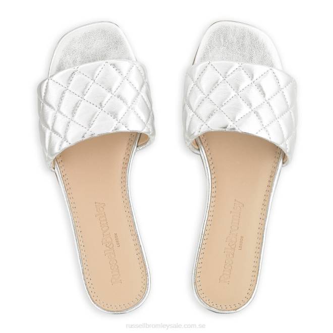 kvinnor silver Russell And Bromley quiltmule quiltad platt mule T4XZ397