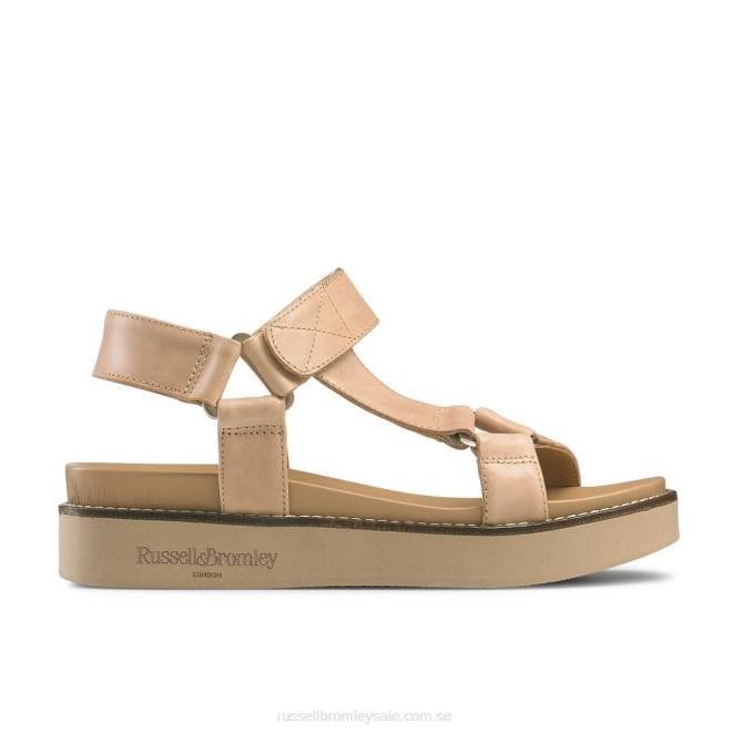 kvinnor solbränna Russell And Bromley atlanta sandal med kardborreband T4XZ376