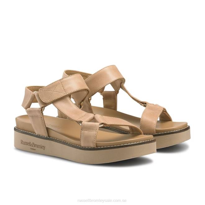 kvinnor solbränna Russell And Bromley atlanta sandal med kardborreband T4XZ376