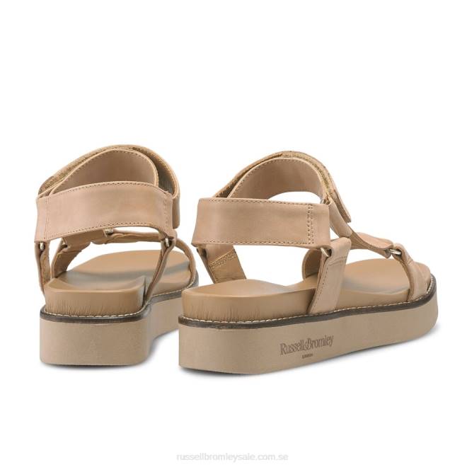 kvinnor solbränna Russell And Bromley atlanta sandal med kardborreband T4XZ376