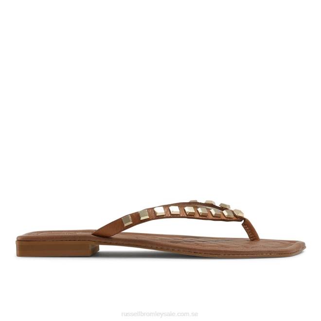 kvinnor solbränna Russell And Bromley cairo stud toe post sandal T4XZ408