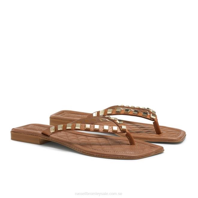 kvinnor solbränna Russell And Bromley cairo stud toe post sandal T4XZ408