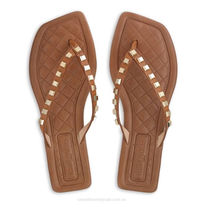 kvinnor solbränna Russell And Bromley cairo stud toe post sandal T4XZ408