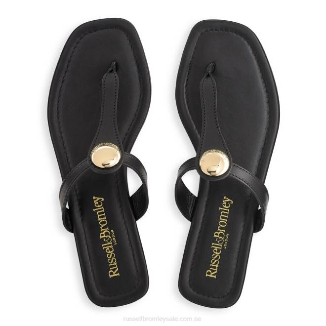 kvinnor svart Russell And Bromley lauretta disc trim tå stringtrosa T4XZ391