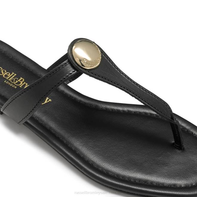 kvinnor svart Russell And Bromley lauretta disc trim tå stringtrosa T4XZ391