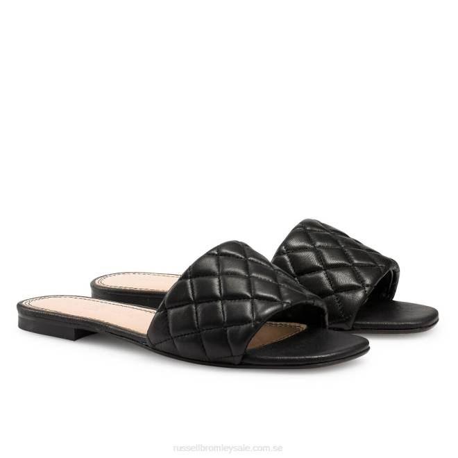 kvinnor svart Russell And Bromley quiltmule quiltad platt mule T4XZ411