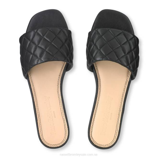 kvinnor svart Russell And Bromley quiltmule quiltad platt mule T4XZ411