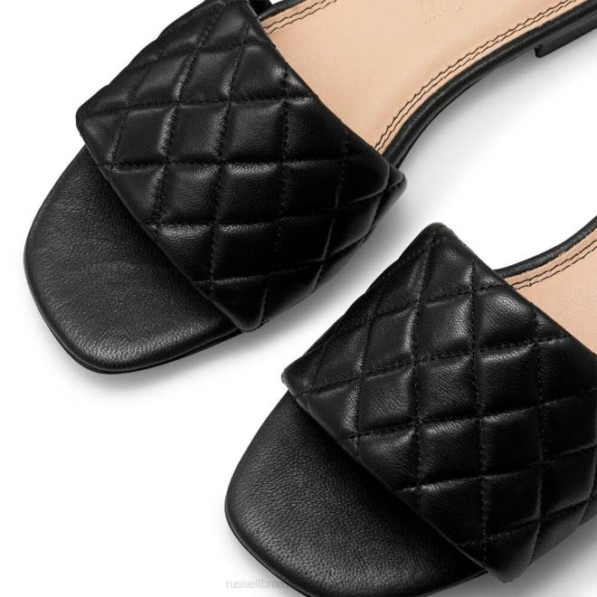 kvinnor svart Russell And Bromley quiltmule quiltad platt mule T4XZ411