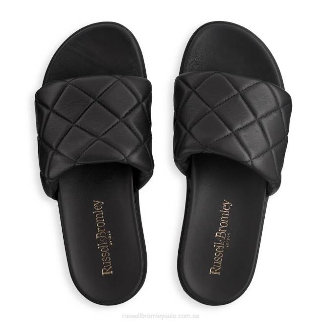kvinnor svart Russell And Bromley quiltsoft quiltad mulesandaler T4XZ398