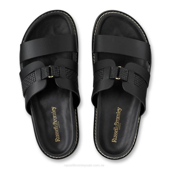 kvinnor svart Russell And Bromley sandstorm vävd rem fotbädd T4XZ377
