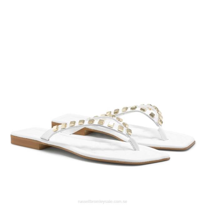 kvinnor vit Russell And Bromley cairo stud toe post sandal T4XZ410