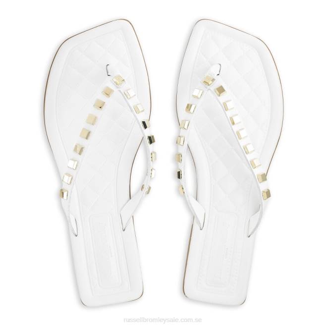 kvinnor vit Russell And Bromley cairo stud toe post sandal T4XZ410