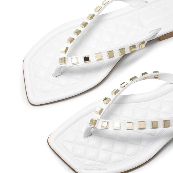 kvinnor vit Russell And Bromley cairo stud toe post sandal T4XZ410