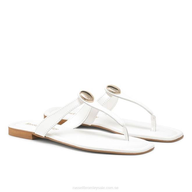 kvinnor vit Russell And Bromley lauretta disc trim tå stringtrosa T4XZ393