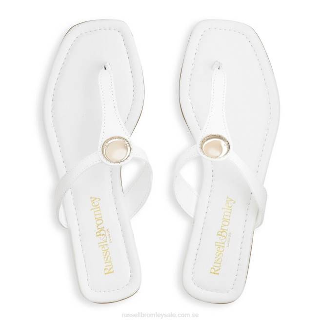 kvinnor vit Russell And Bromley lauretta disc trim tå stringtrosa T4XZ393