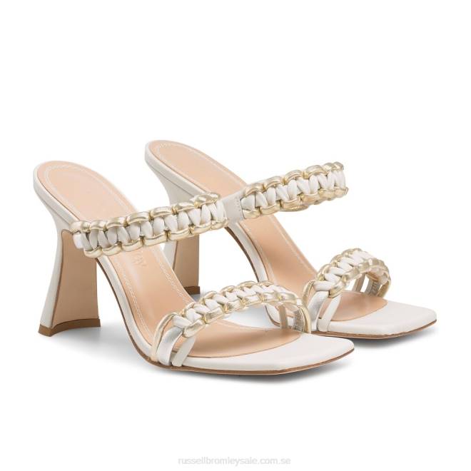 kvinnor vit Russell And Bromley soluppgång vävd dubbel rem mule T4XZ422
