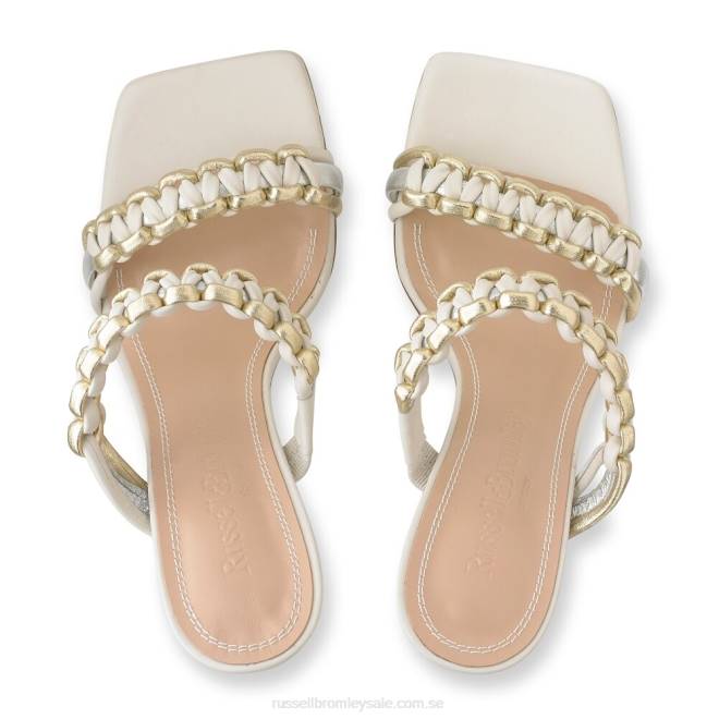 kvinnor vit Russell And Bromley soluppgång vävd dubbel rem mule T4XZ422