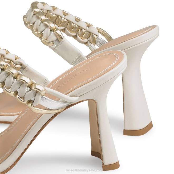 kvinnor vit Russell And Bromley soluppgång vävd dubbel rem mule T4XZ422