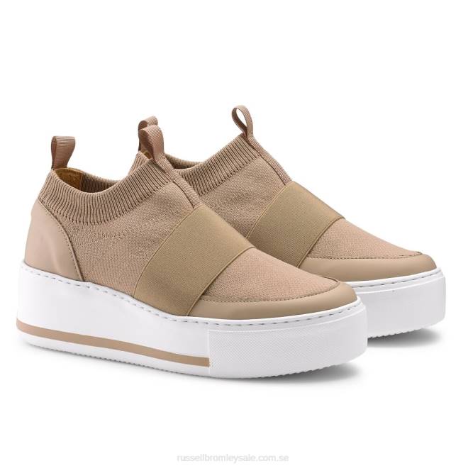 kvinnor beige Russell And Bromley parkstickad stickad sneaker T4XZ10