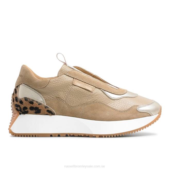 kvinnor beige Russell And Bromley tidlösa utsvängda snörlösa sneaker T4XZ7