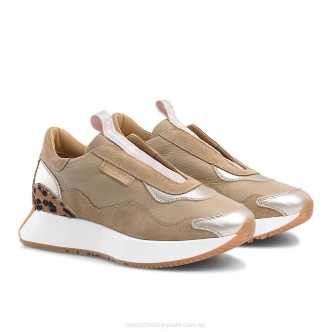 kvinnor beige Russell And Bromley tidlösa utsvängda snörlösa sneaker T4XZ7