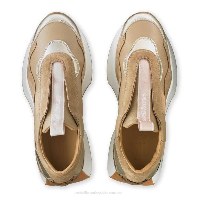 kvinnor beige Russell And Bromley tidlösa utsvängda snörlösa sneaker T4XZ7