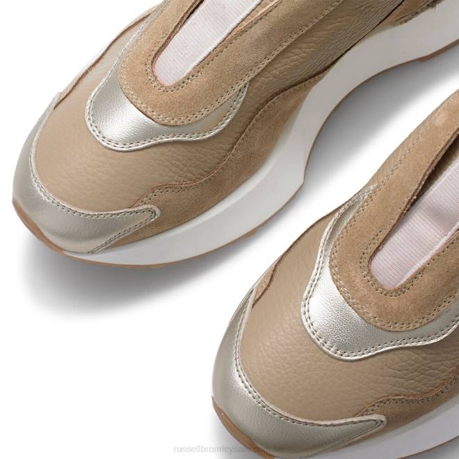 kvinnor beige Russell And Bromley tidlösa utsvängda snörlösa sneaker T4XZ7