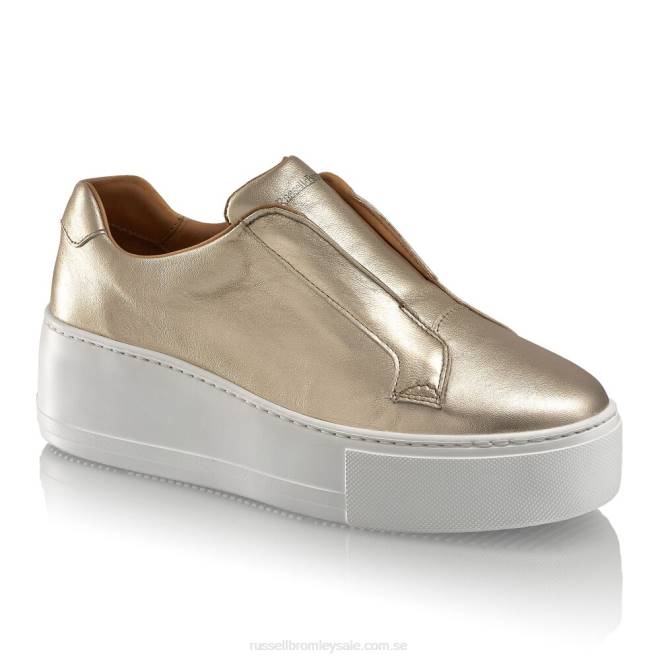 kvinnor guld Russell And Bromley park up flatform snörningslösa sneaker T4XZ19