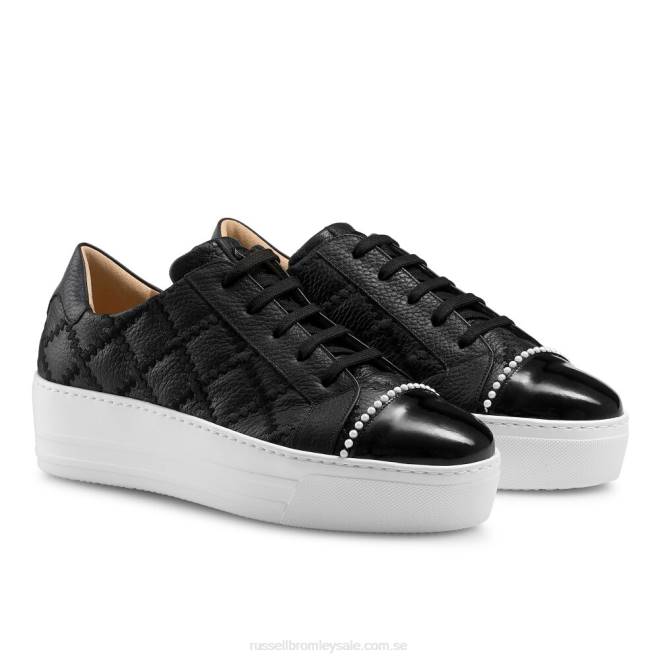 kvinnor svart Russell And Bromley esplanade sneaker med snörning T4XZ62