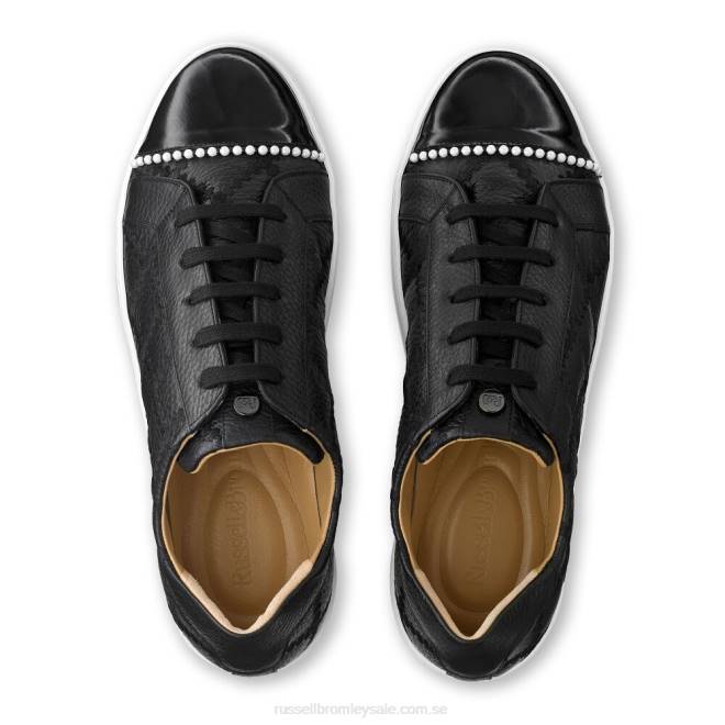 kvinnor svart Russell And Bromley esplanade sneaker med snörning T4XZ62