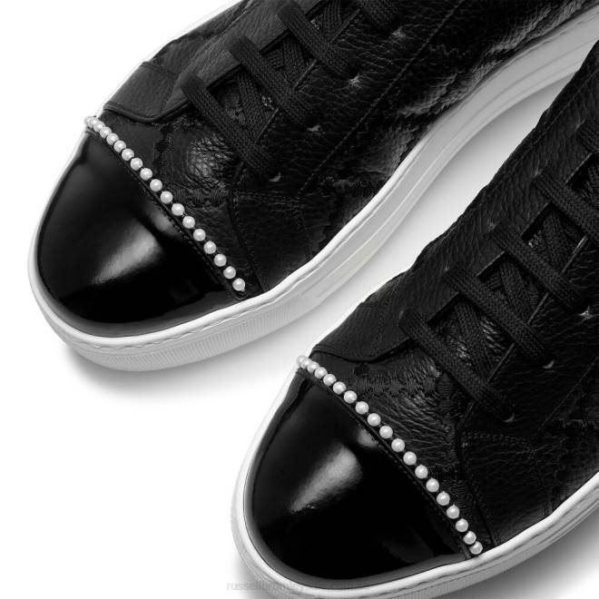 kvinnor svart Russell And Bromley esplanade sneaker med snörning T4XZ62