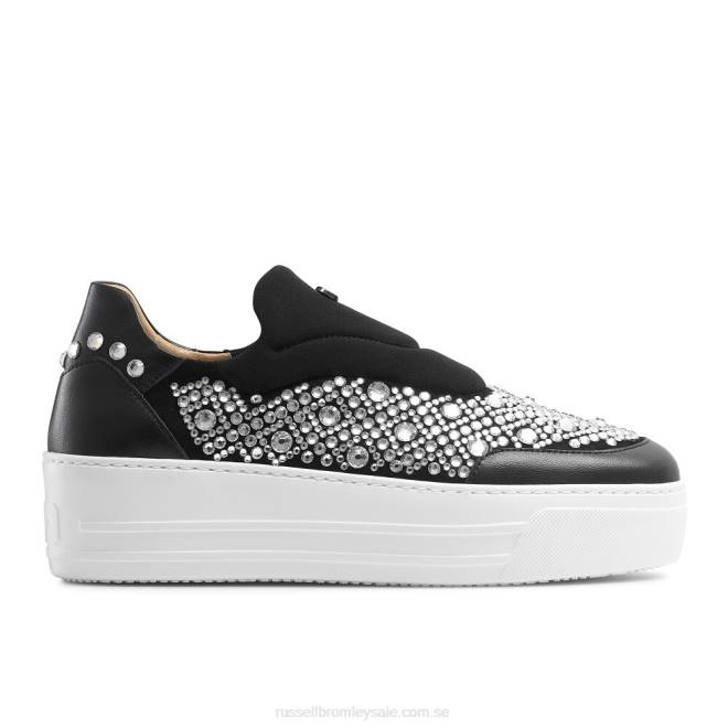 kvinnor svart Russell And Bromley idolisera utsmyckade snörlösa sneaker T4XZ13