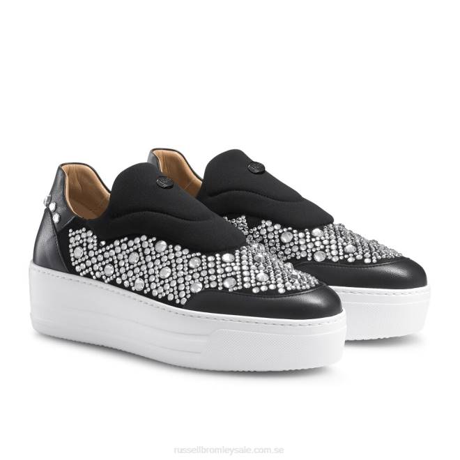 kvinnor svart Russell And Bromley idolisera utsmyckade snörlösa sneaker T4XZ13