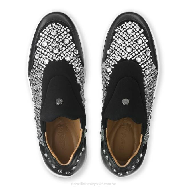 kvinnor svart Russell And Bromley idolisera utsmyckade snörlösa sneaker T4XZ13