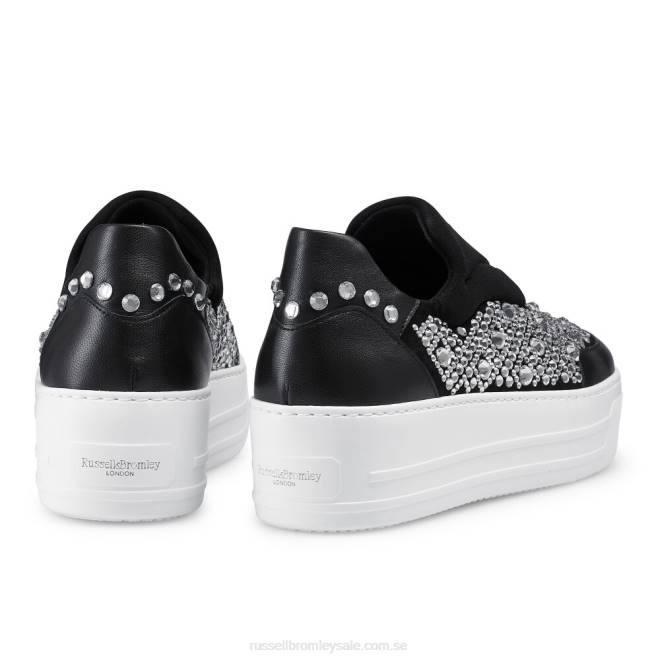 kvinnor svart Russell And Bromley idolisera utsmyckade snörlösa sneaker T4XZ13
