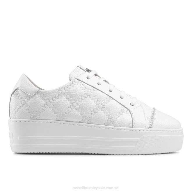kvinnor vit Russell And Bromley esplanade sneaker med snörning T4XZ74