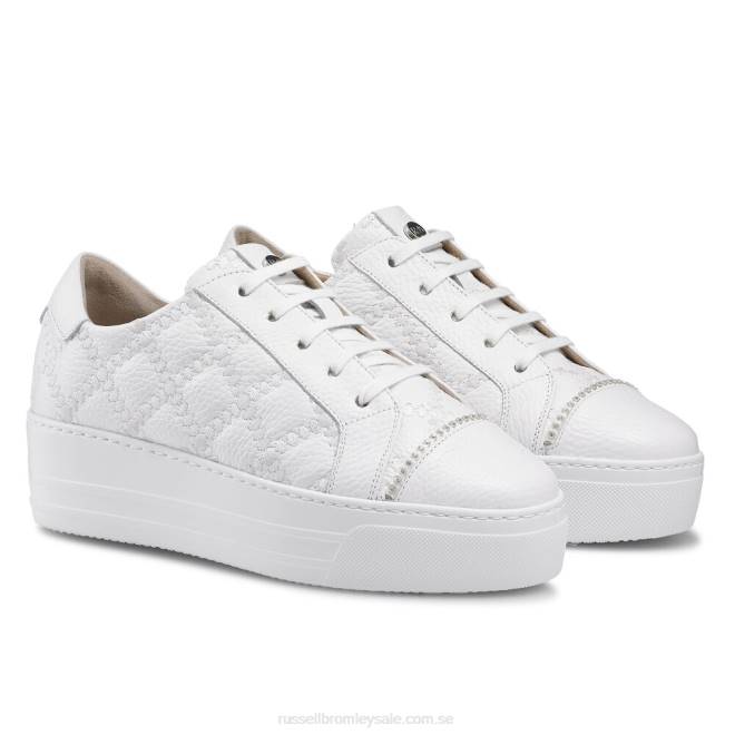 kvinnor vit Russell And Bromley esplanade sneaker med snörning T4XZ74